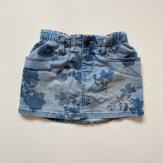 Floral Print Denim Skirt (3T)