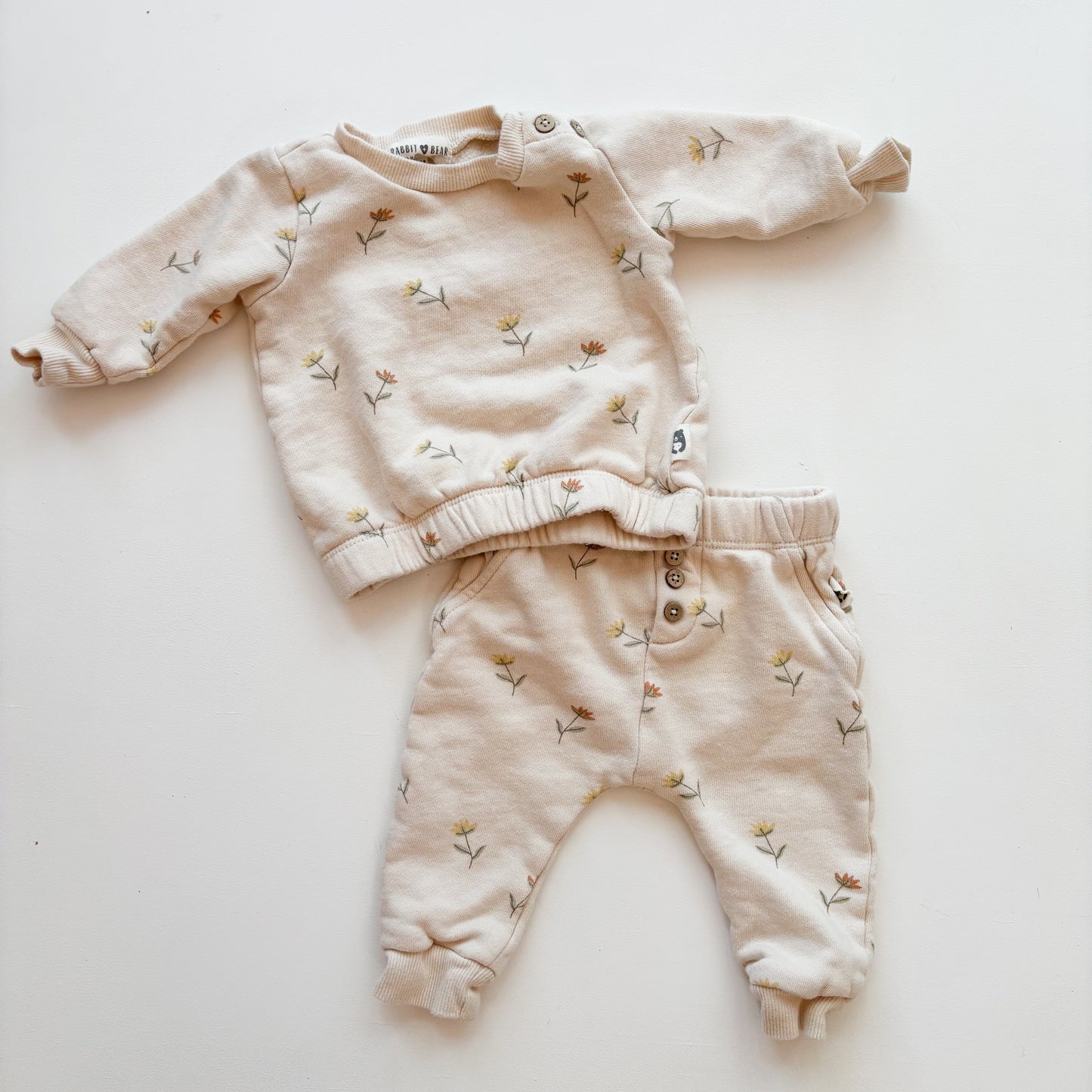 Cream Floral Sweatsuit (3-6M)