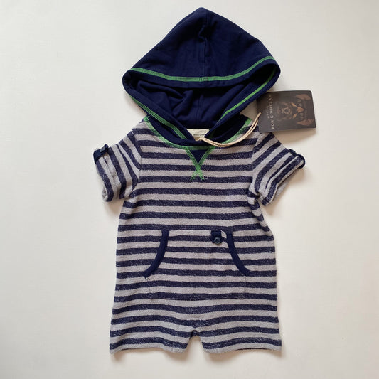 Striped Hooded Romper (0-3M)