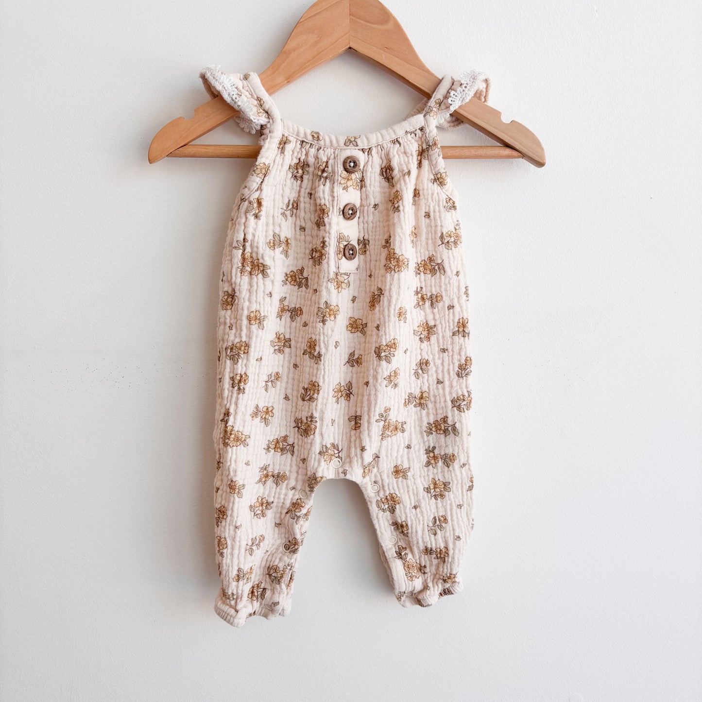 Cream Muslin Romper (3-6M)