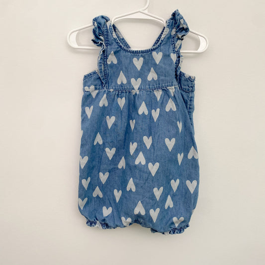 Chambray Heart Romper (6-12M)