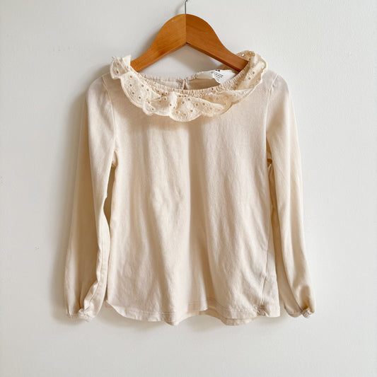 Cream Ruffle Long Sleeve Shirt (6Y)
