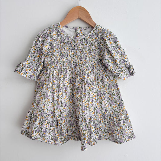 Purple + Yellow Floral Dress (2-3Y)