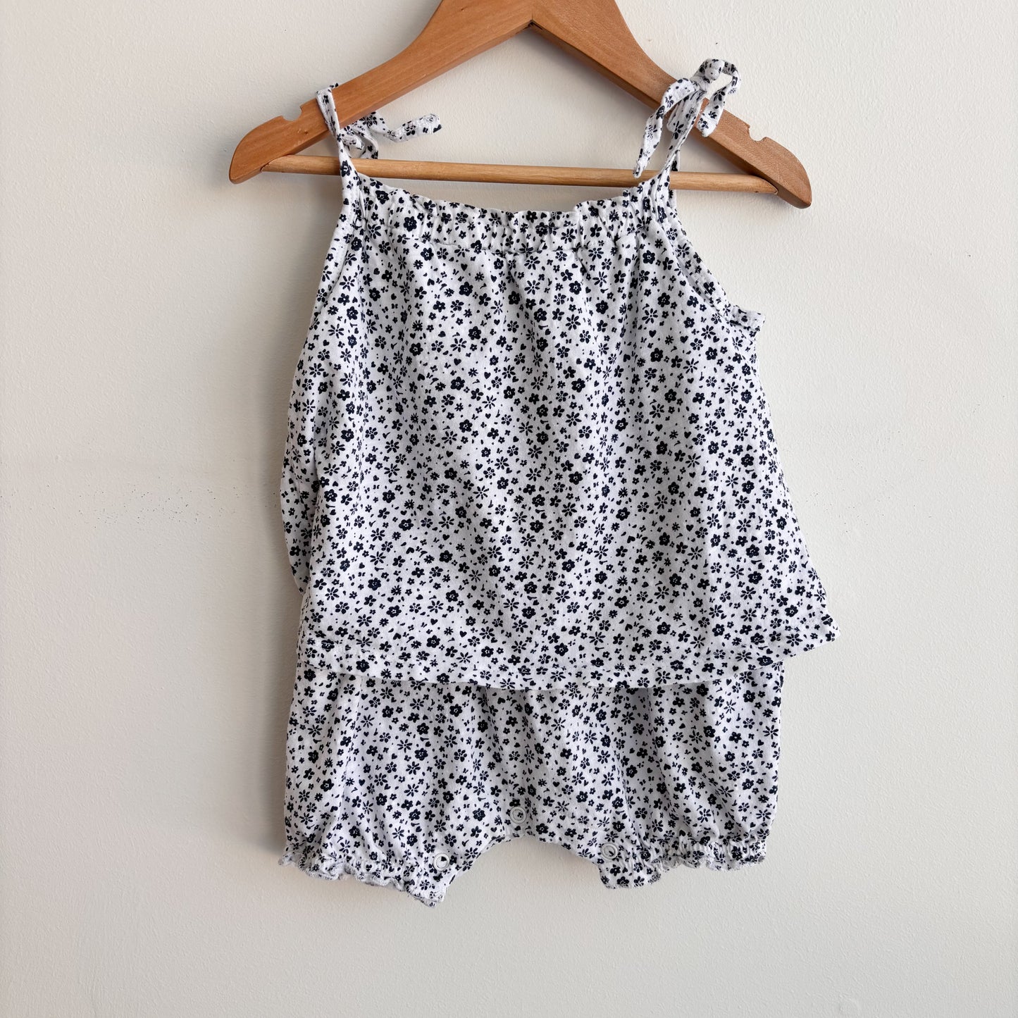 One Piece Navy + White Romper (6-9M)